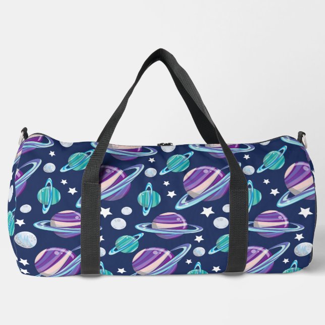Space Pattern, Planets, Stars, Galaxy, Cosmos Duffle Bag (Front)