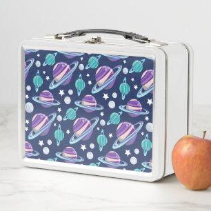 Space Pattern, Planets, Stars, Galaxy, Cosmos Metal Lunch Box