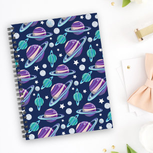 Space Pattern, Planets, Stars, Galaxy, Cosmos Notebook