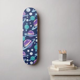 Space Pattern, Planets, Stars, Galaxy, Cosmos Skateboard