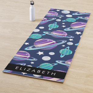 Space Pattern, Planets, Stars, Galaxy, Your Name Yoga Mat