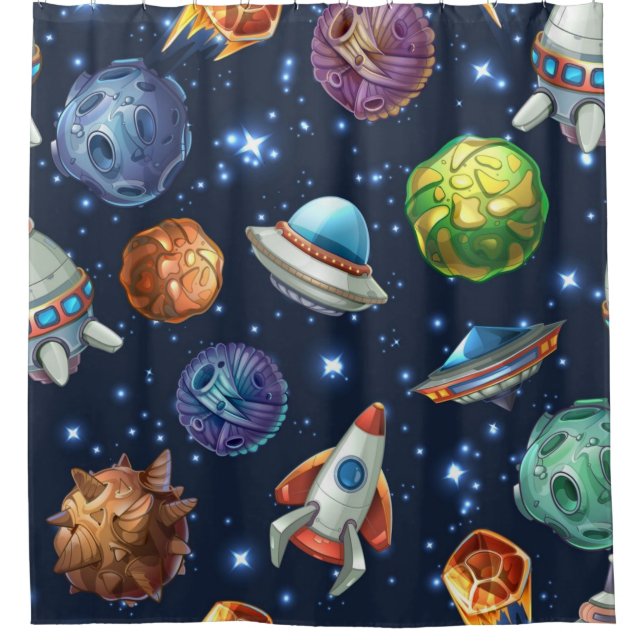 Space pattern shower curtain (Front)