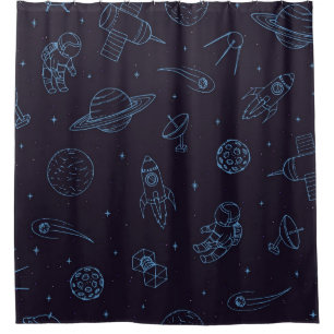 Space pattern shower curtain