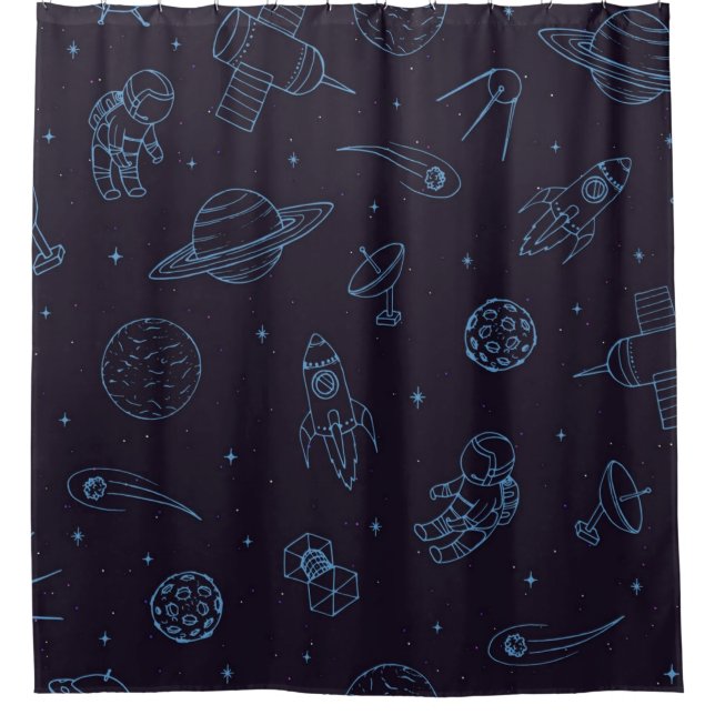 Space pattern shower curtain (Front)