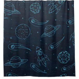 Space pattern shower curtain