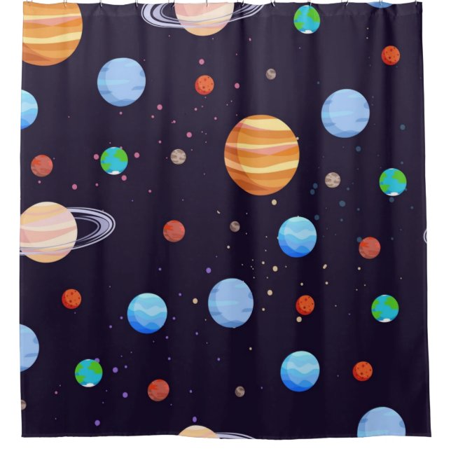 Space pattern shower curtain (Front)