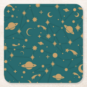 Space pattern square paper coaster