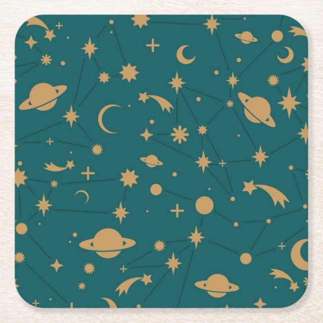 Space pattern square paper coaster (Front)