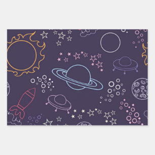 Space pattern wrapping paper sheet