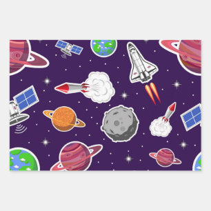 Space pattern wrapping paper sheet