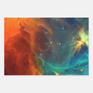 Space pattern wrapping paper sheet