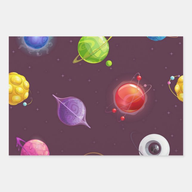 Space pattern wrapping paper sheet (Front)