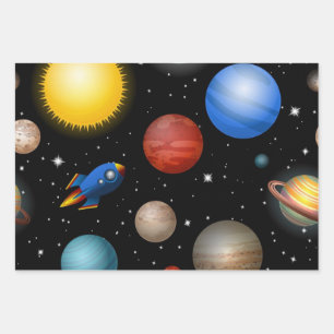 Space pattern wrapping paper sheet