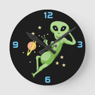 Space Peace Alien Clock