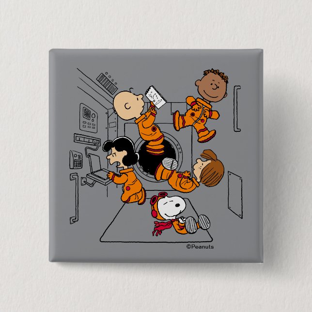 SPACE | Peanuts Gang in Space 15 Cm Square Badge (Front)