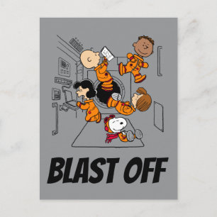 SPACE   Peanuts Gang in Space Postcard