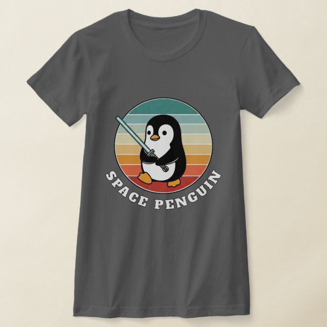 Space Penguin Holding a Light Sword T-Shirt (Laydown)