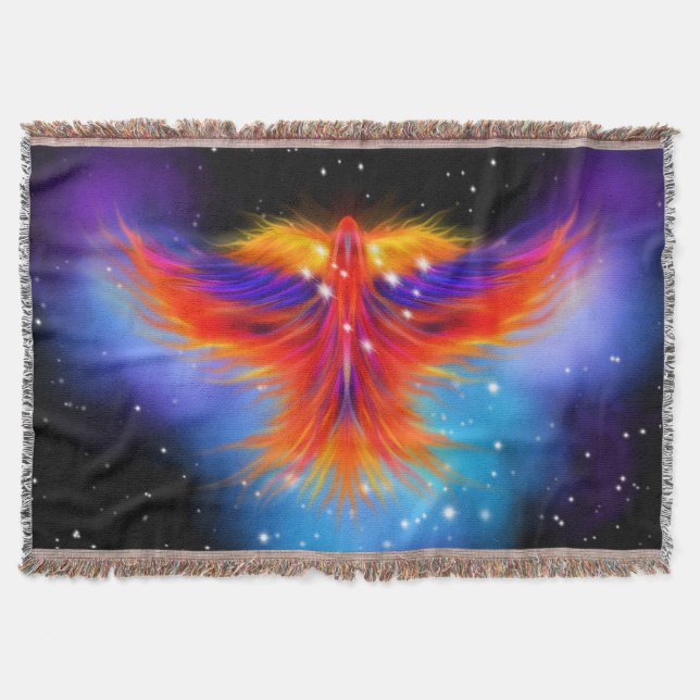 Space Phoenix Nebula Throw Blanket (Front)