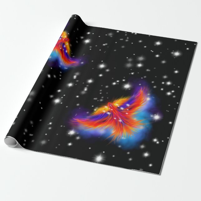 Space Phoenix Nebula Wrapping Paper (Unrolled)