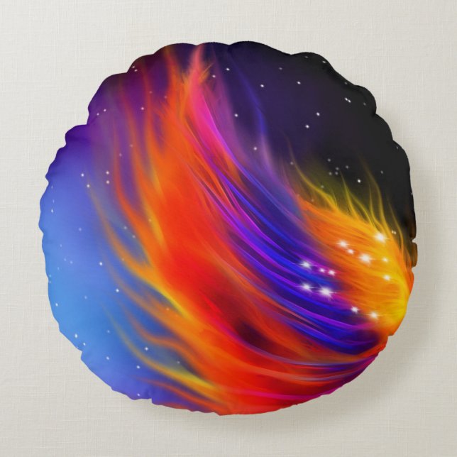Space Phoenix Wings Round Cushion (Front)