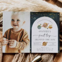Space Photo Birthday Invitation | First Trip