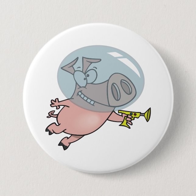 Space Pig with Ray Gun Funny Astronaut 7.5 Cm Round Badge (Front)