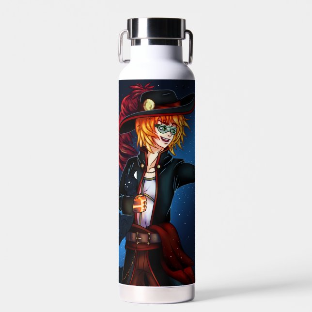 Space Pirate and Space Cat Water Bottle (Front)
