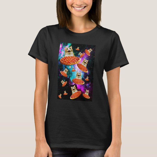 Space Pizza Cat Astronaut Kitten Sarcasm Food Gala T-Shirt (Front)