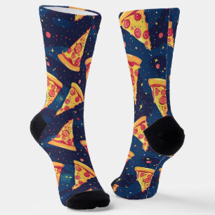 Space Pizza Party - Galactic Pepperoni Slice Socks