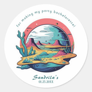 Space Planet Birthday Party Classic Round Sticker