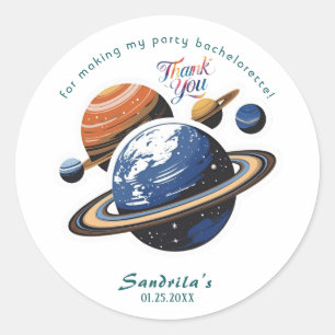 Space Planet Birthday Party Classic Round Sticker