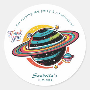 Space Planet Birthday Party Classic Round Sticker