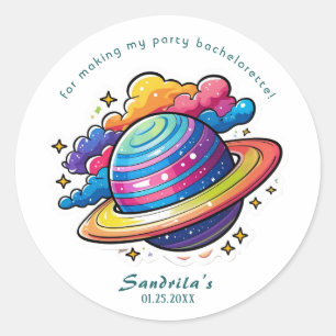 Space Planet Birthday Party Classic Round Sticker