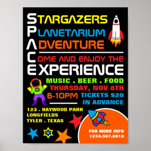 Space, Planetarium Event Advertising Poster
