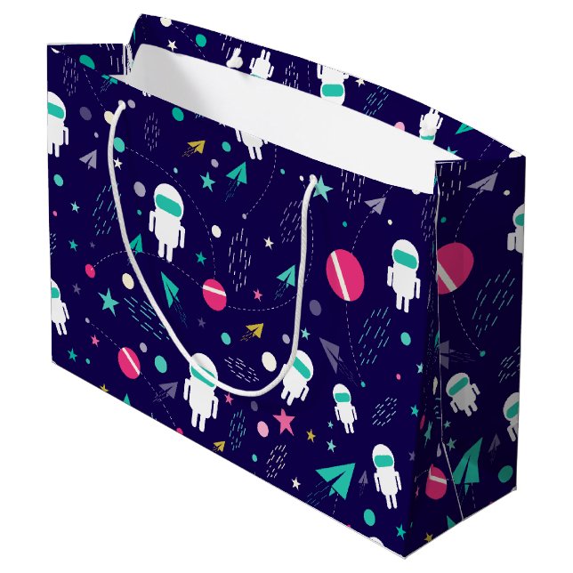 Space Planets and Astronaut Large Gift Bag (Back Angled)