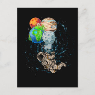 Space Planets Balloons Birthday Astronaut Postcard