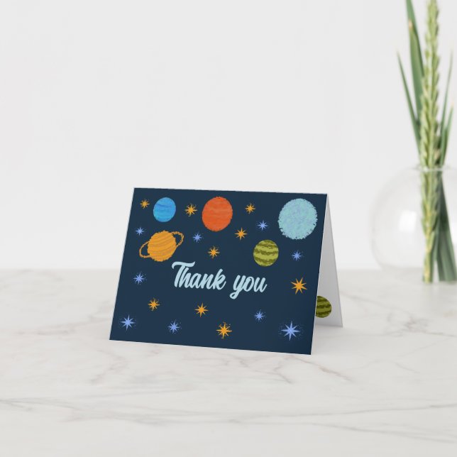 Space Planets Galaxy Stars Boy Gift  Thank You Card (Front)
