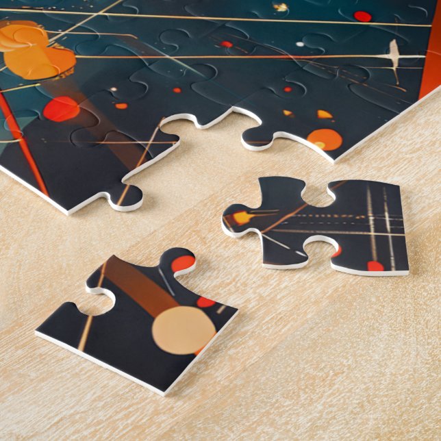 Space Planets & Orbits  – Retro Futuristic Jigsaw Puzzle (Side)