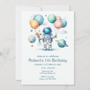 Space Planets Rocket Ship Astronaut Invitation