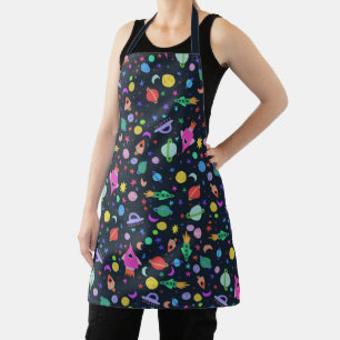 Space Planets Rockets Spaceships Moons Colourful Apron