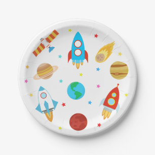 Space Planets Stars Galaxy Paper Plate