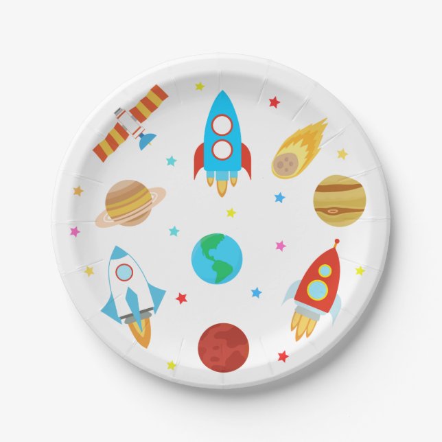 Space Planets Stars Galaxy Paper Plate (Front)