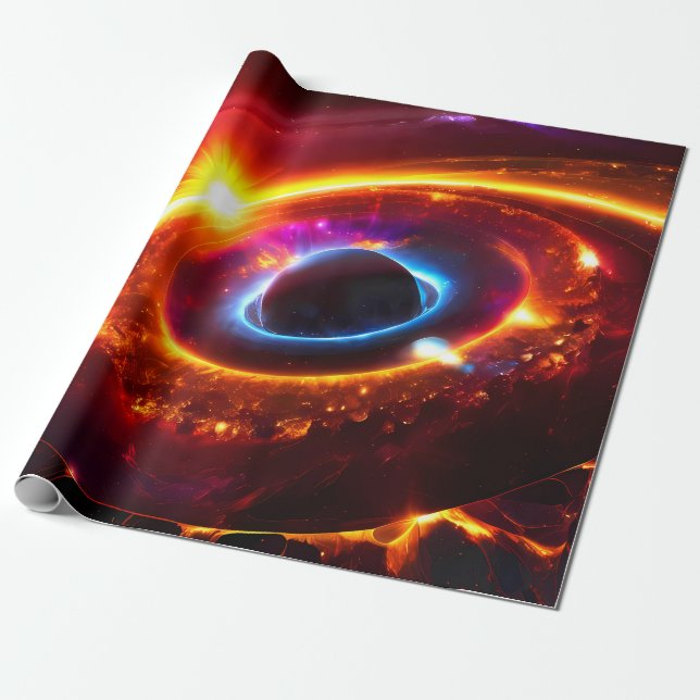 Space - Planets - stars - Milky Way galaxy Wrapping Paper (Unrolled)