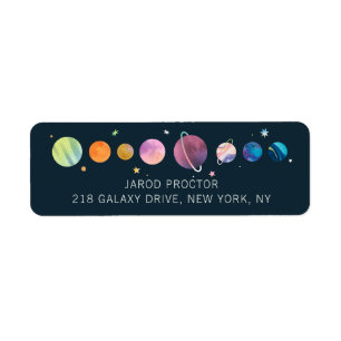 Space Planets Stars Moon Galaxy Return Address