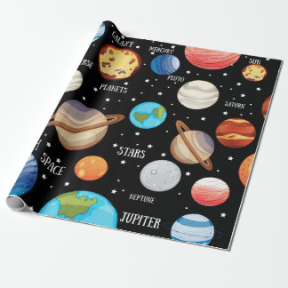 Space, planets, Universe hand drawn theme Wrapping Paper