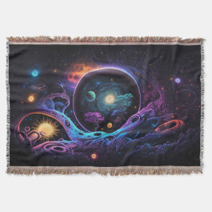 Space Psychedelic background Throw Blanket