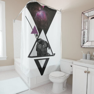 Space Pug   Black Pug Dog Gift Idea For Pug Lovers Shower Curtain