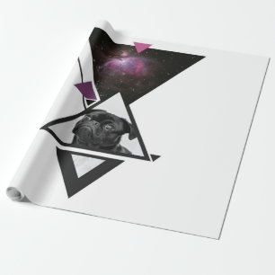 Space Pug Black Pug Dog Gift Idea For Pug Lovers Wrapping Paper