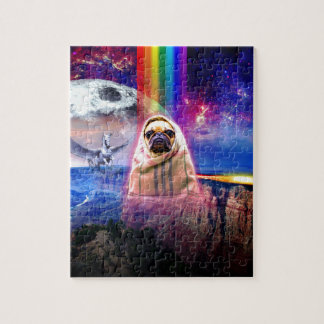 Space pug, I come in peace dog Jigsaw Puzzle