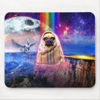 Space pug, I come in peace dog Mouse Mat